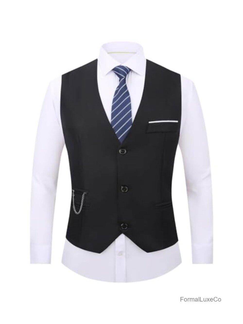 Men's Slim Fit Dress Vest V-Neck Sleeveless Waistcoat for Formal Business